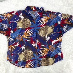 Vintage Just 4 Inc Men's Button Down Multicolor Animals Safari Shirt XL 90's